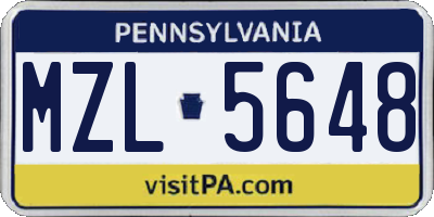 PA license plate MZL5648
