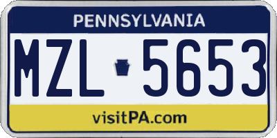 PA license plate MZL5653