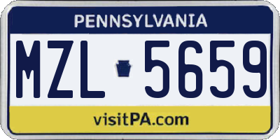 PA license plate MZL5659