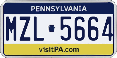 PA license plate MZL5664