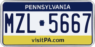 PA license plate MZL5667