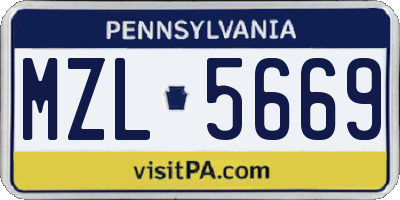 PA license plate MZL5669