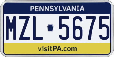 PA license plate MZL5675