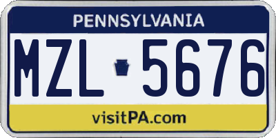 PA license plate MZL5676