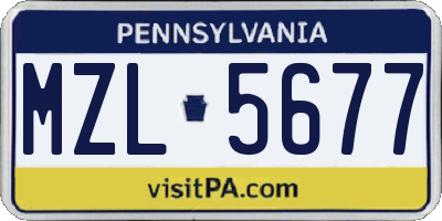 PA license plate MZL5677