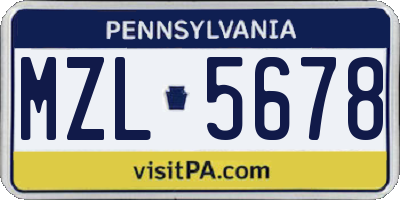 PA license plate MZL5678