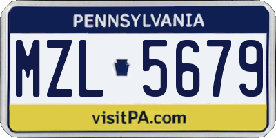 PA license plate MZL5679