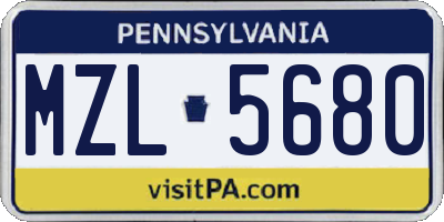 PA license plate MZL5680