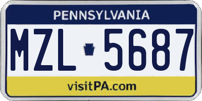 PA license plate MZL5687