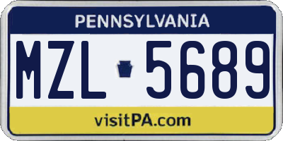 PA license plate MZL5689