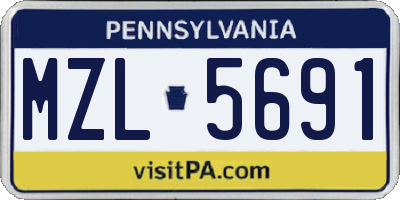 PA license plate MZL5691