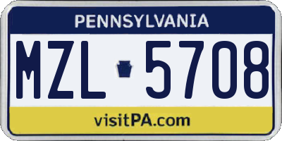 PA license plate MZL5708