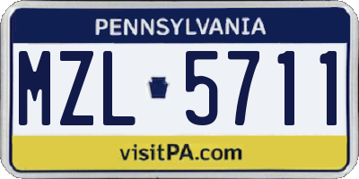 PA license plate MZL5711
