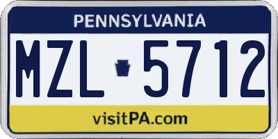 PA license plate MZL5712