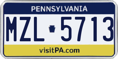 PA license plate MZL5713