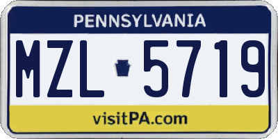PA license plate MZL5719