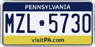 PA license plate MZL5730