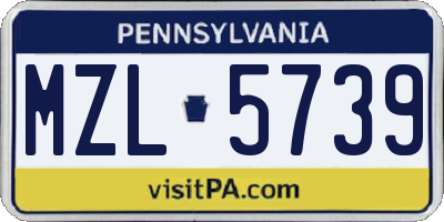 PA license plate MZL5739