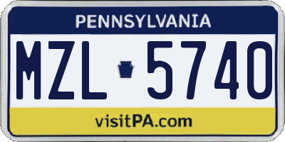 PA license plate MZL5740