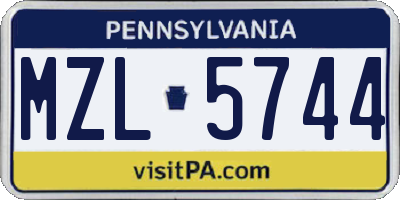 PA license plate MZL5744