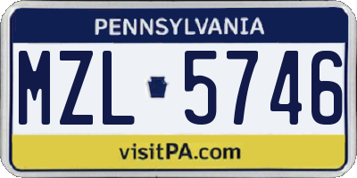 PA license plate MZL5746