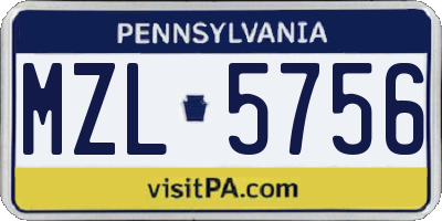 PA license plate MZL5756