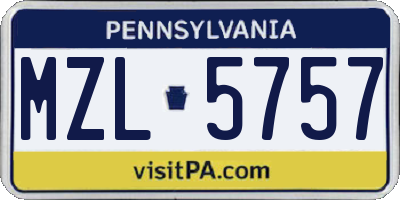 PA license plate MZL5757