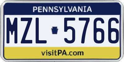 PA license plate MZL5766