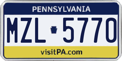 PA license plate MZL5770