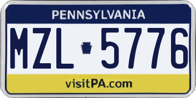 PA license plate MZL5776