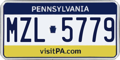 PA license plate MZL5779
