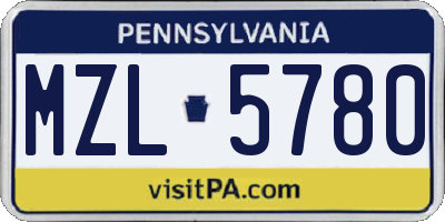 PA license plate MZL5780