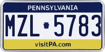 PA license plate MZL5783