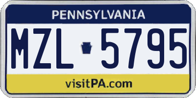 PA license plate MZL5795