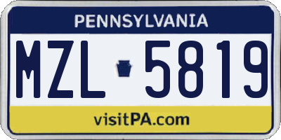 PA license plate MZL5819