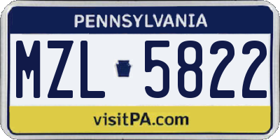 PA license plate MZL5822