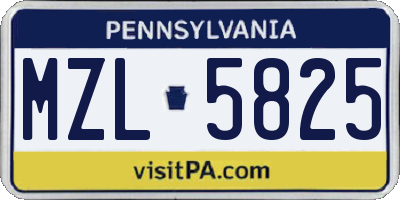 PA license plate MZL5825