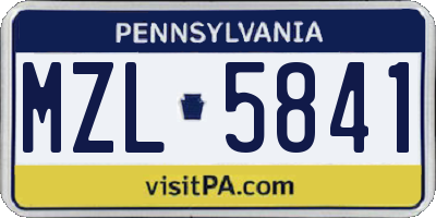 PA license plate MZL5841
