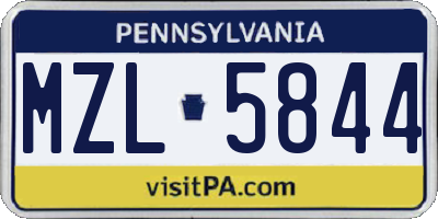 PA license plate MZL5844