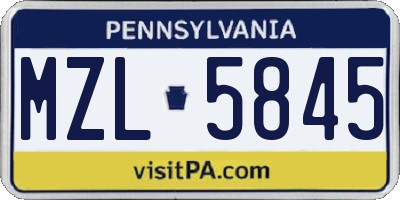 PA license plate MZL5845
