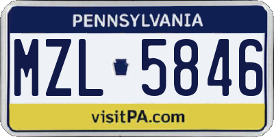 PA license plate MZL5846