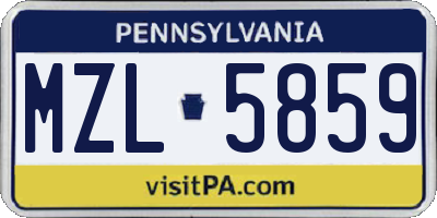 PA license plate MZL5859