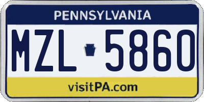 PA license plate MZL5860