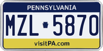 PA license plate MZL5870