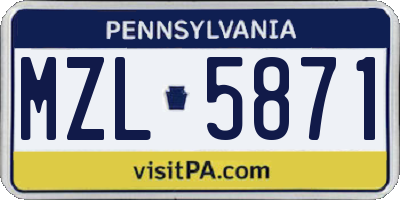 PA license plate MZL5871
