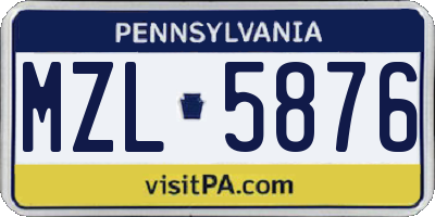 PA license plate MZL5876