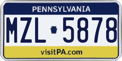 PA license plate MZL5878