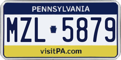PA license plate MZL5879