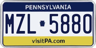 PA license plate MZL5880