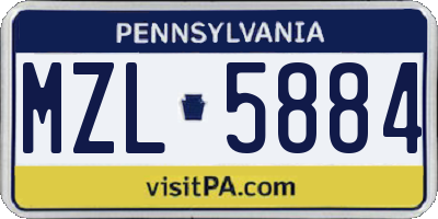 PA license plate MZL5884